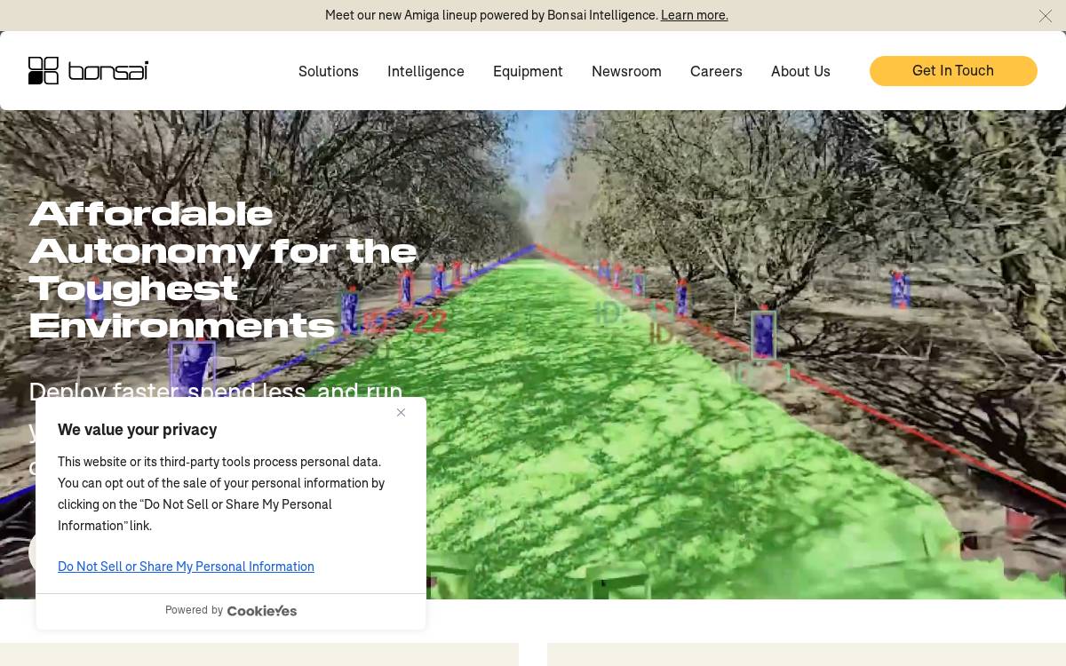 Bonsai Robotics website preview