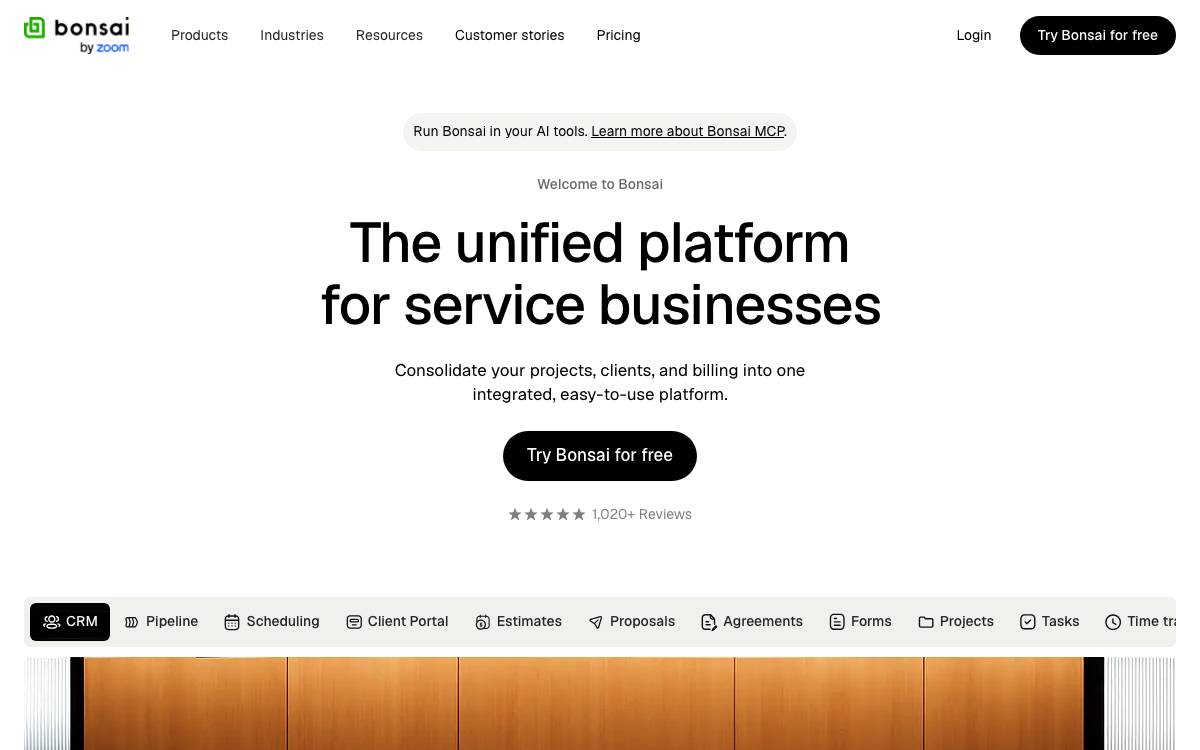 Bonsai website preview