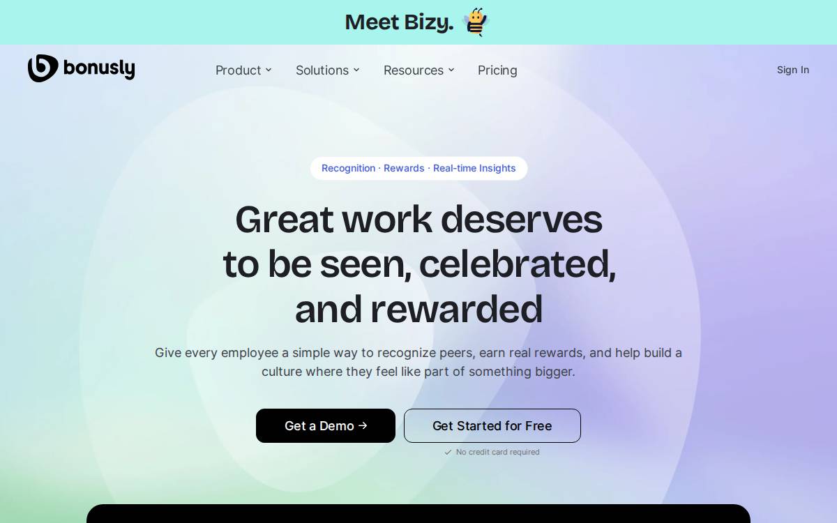 Bonusly website preview