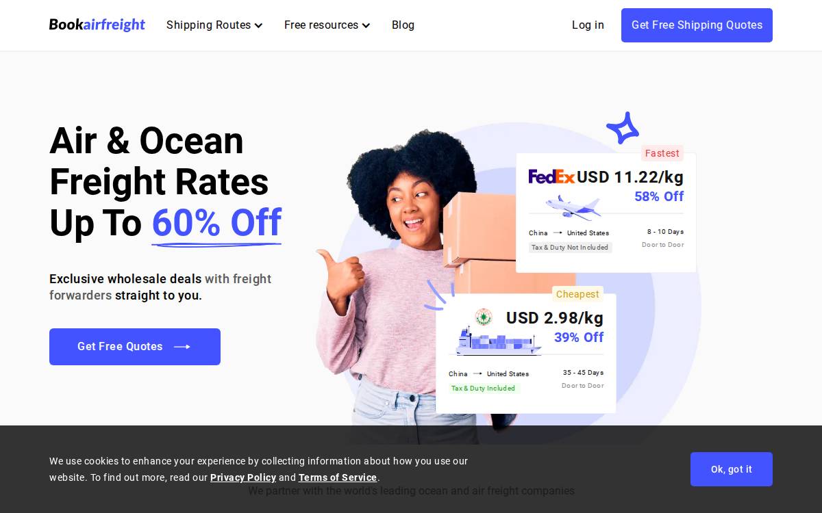 Bookairfreight website preview