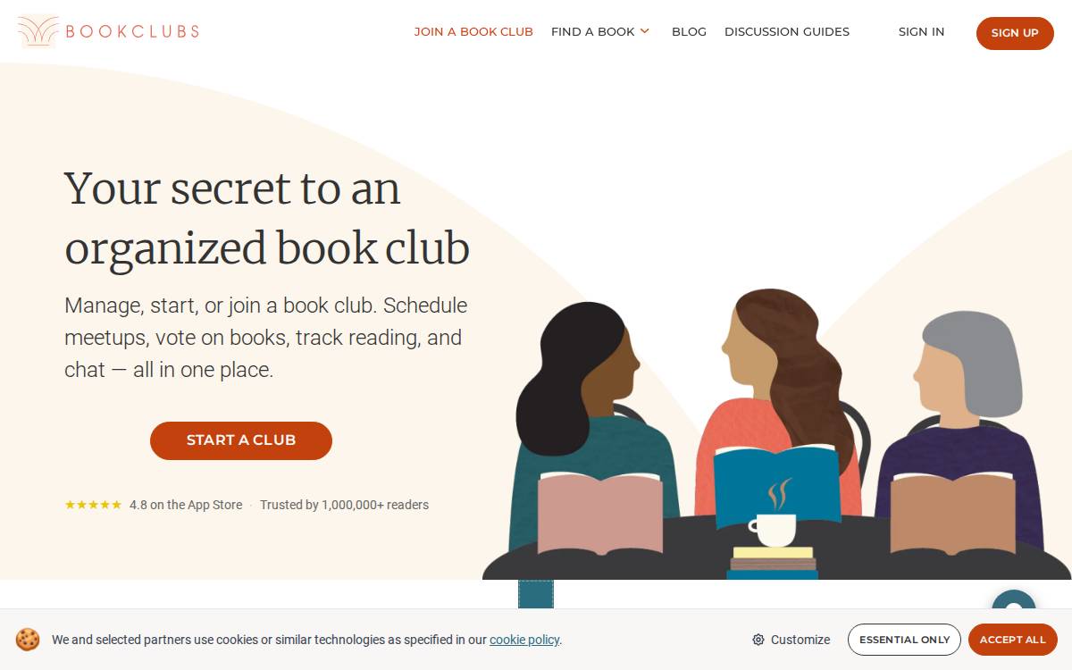 Bookclubz website preview