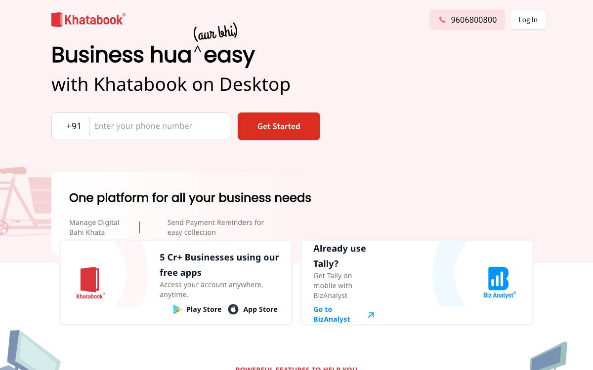 Khatabook website preview