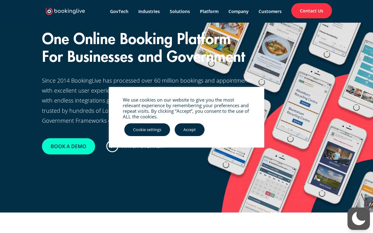 Bookinglive website preview