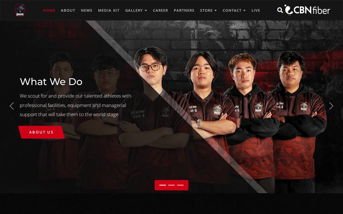 BOOM Esports website preview