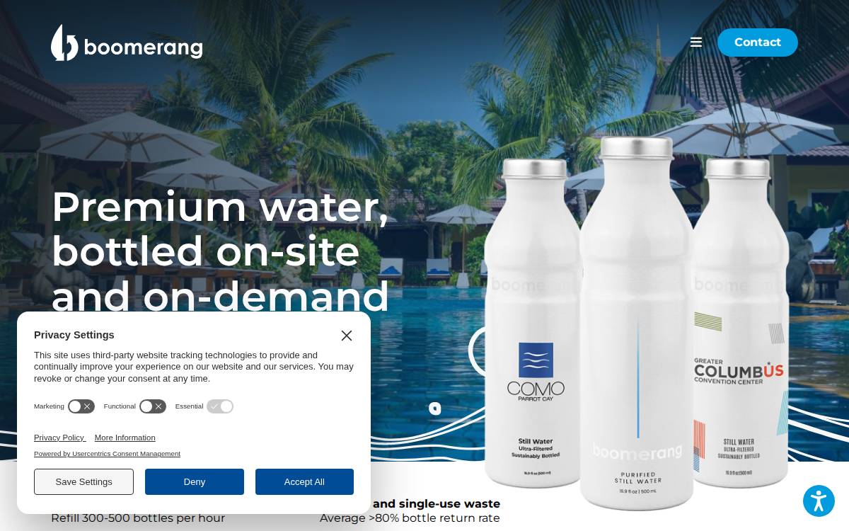 Boomerang Water website preview