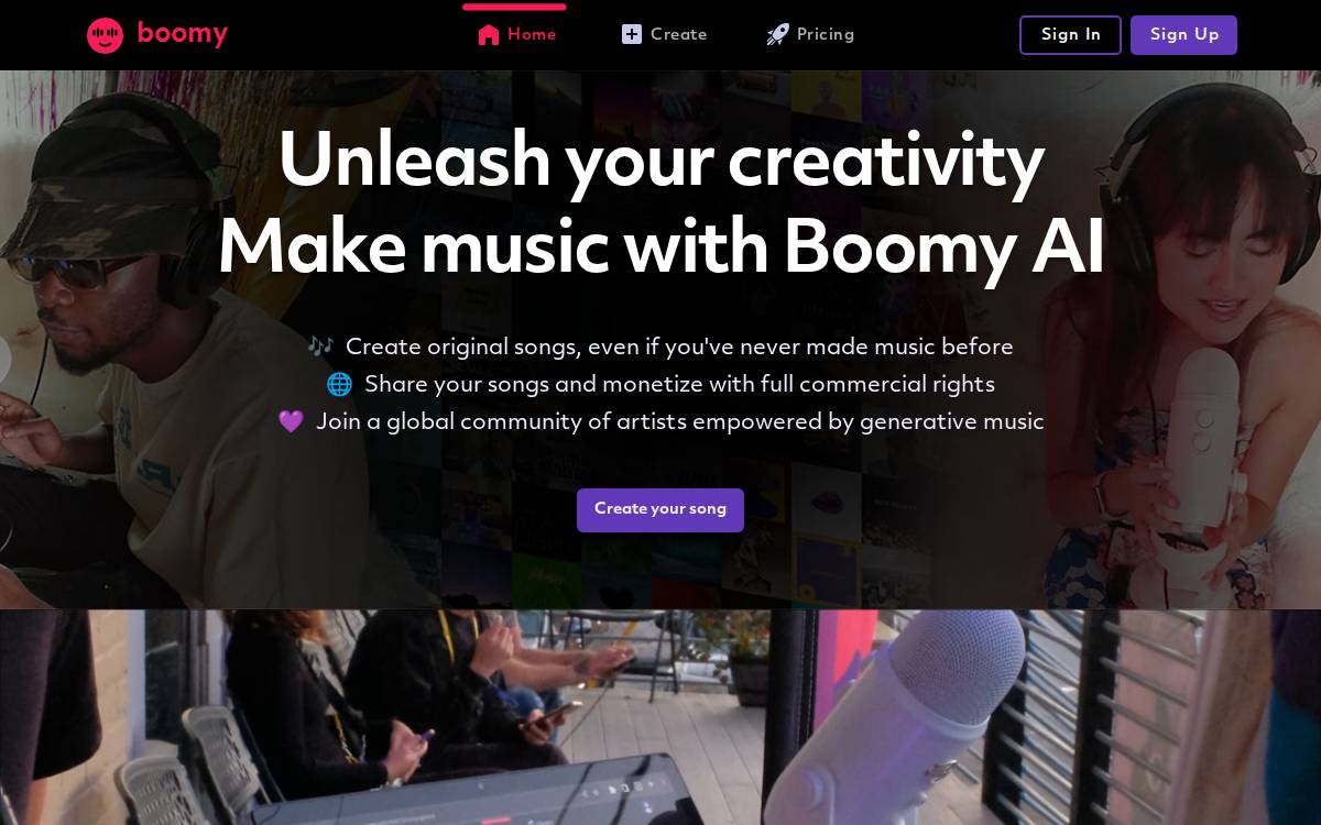 Boomy website preview