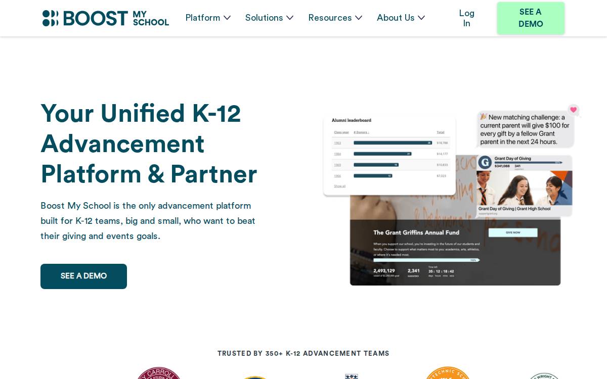 Boost My School website preview