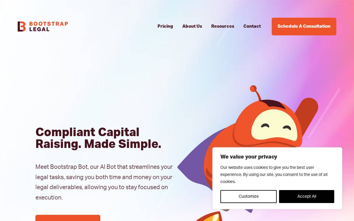 BOOTSTRAP LEGAL website preview