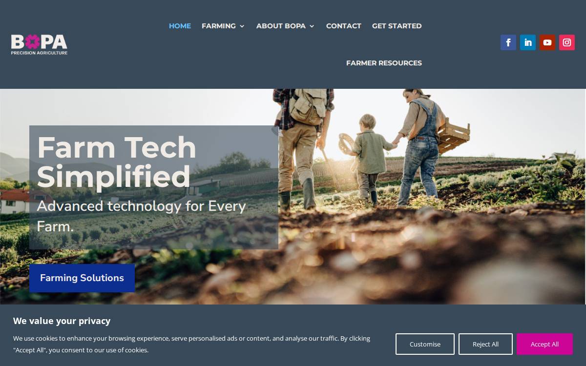 BOPA Precision Agriculture website preview