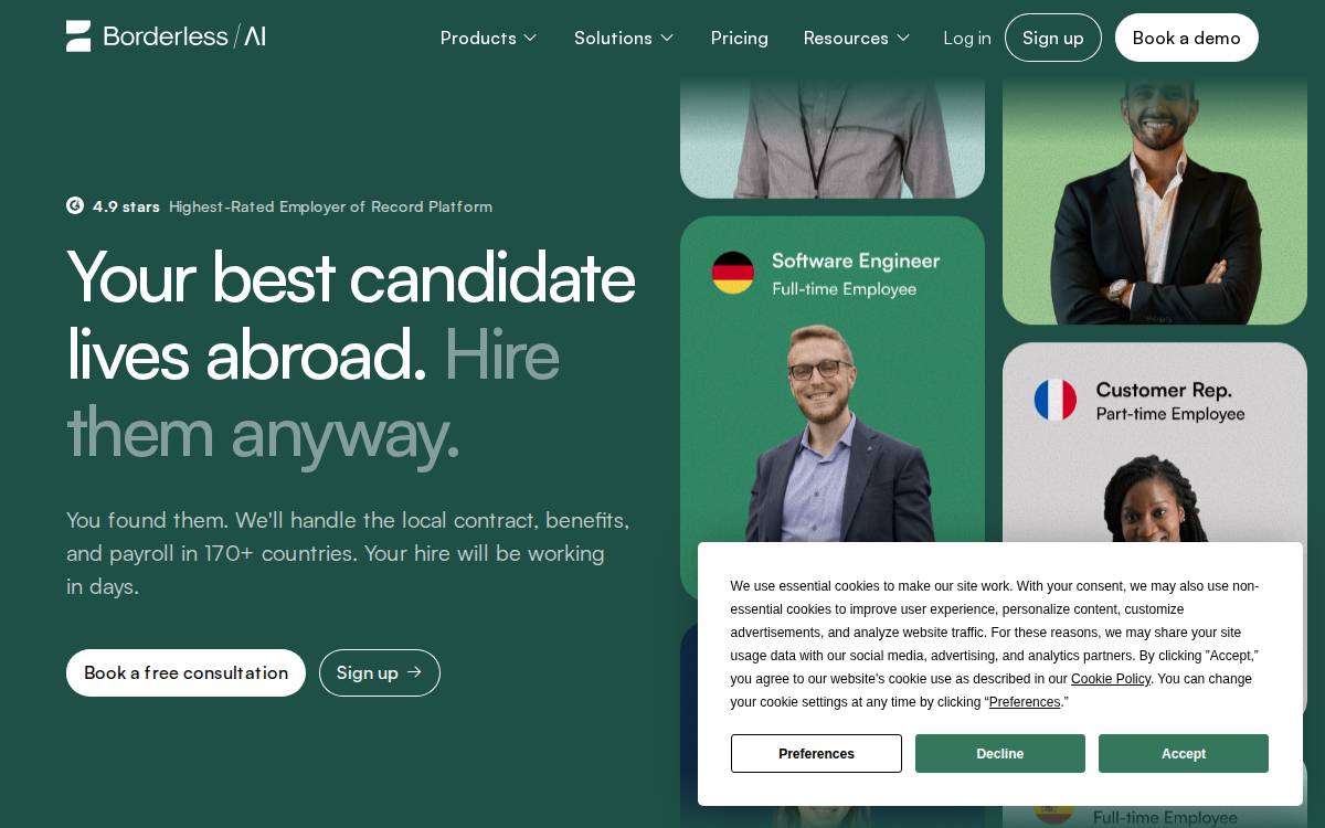 Borderless AI website preview