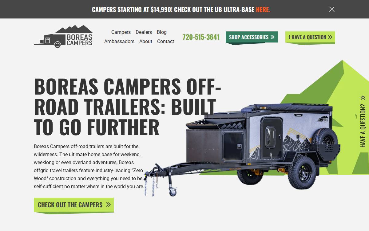 Boreas Campers website preview