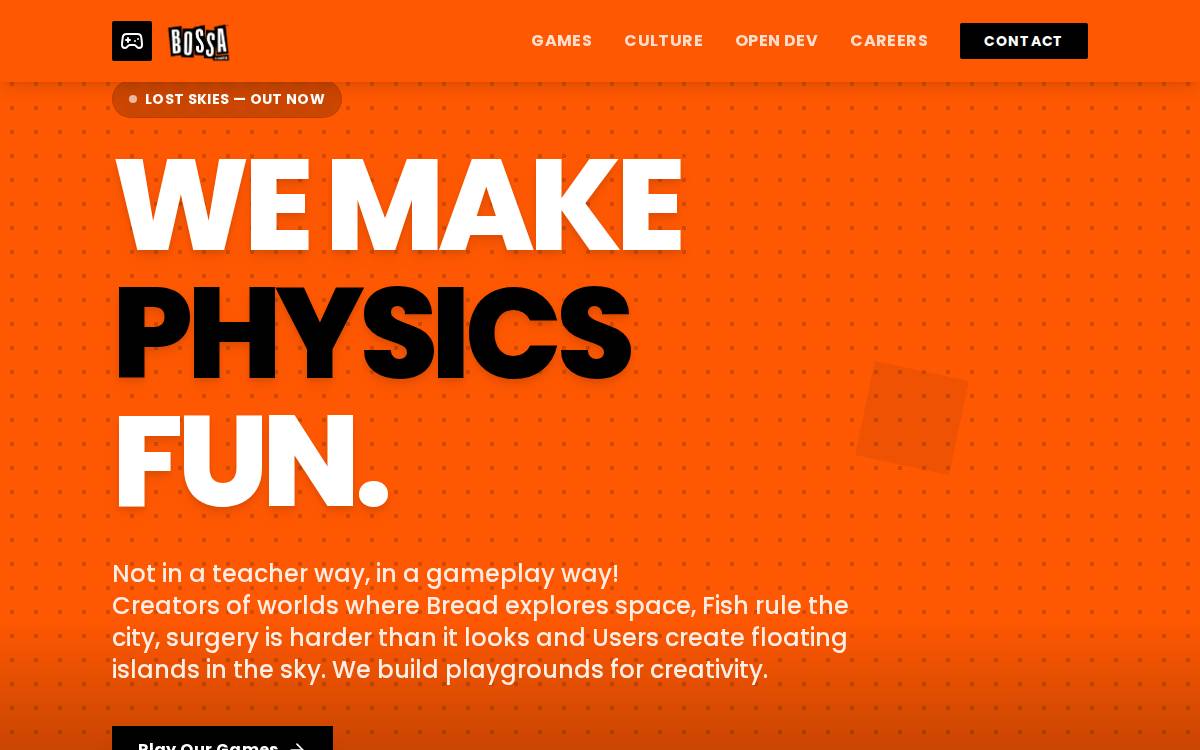 Bossa Studios website preview