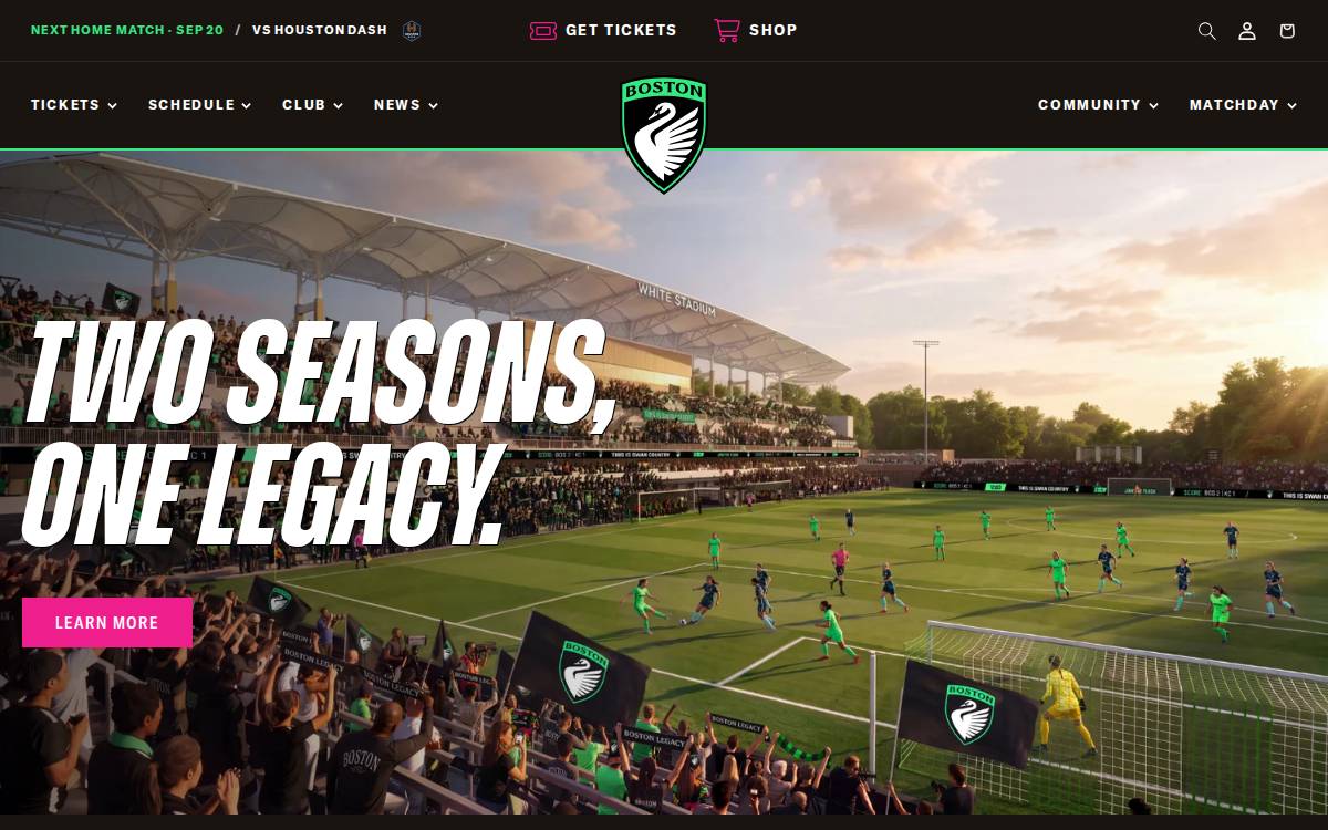 Boston Legacy FC website preview