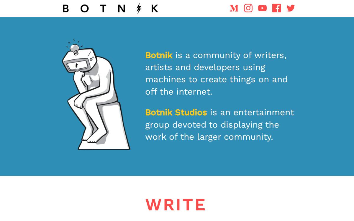 Botnik Studios website preview