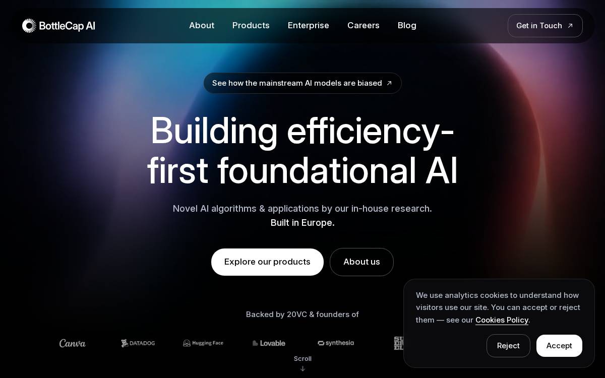 BottleCap AI website preview