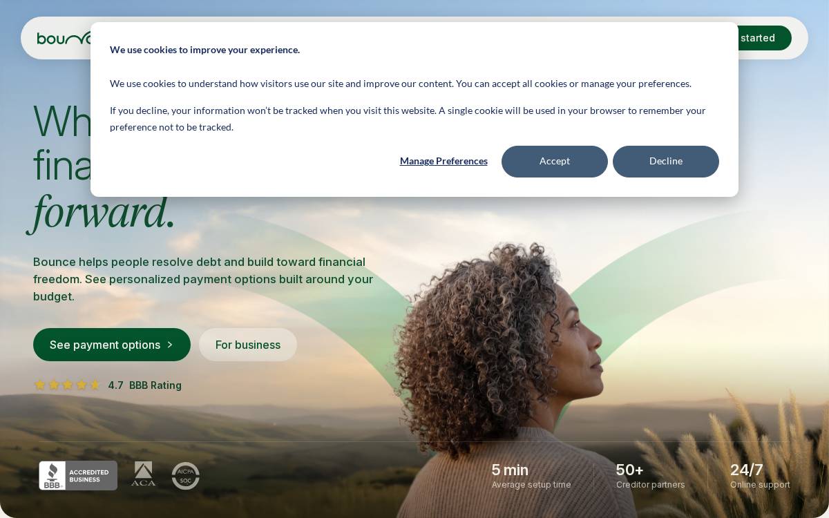 Bounce website preview
