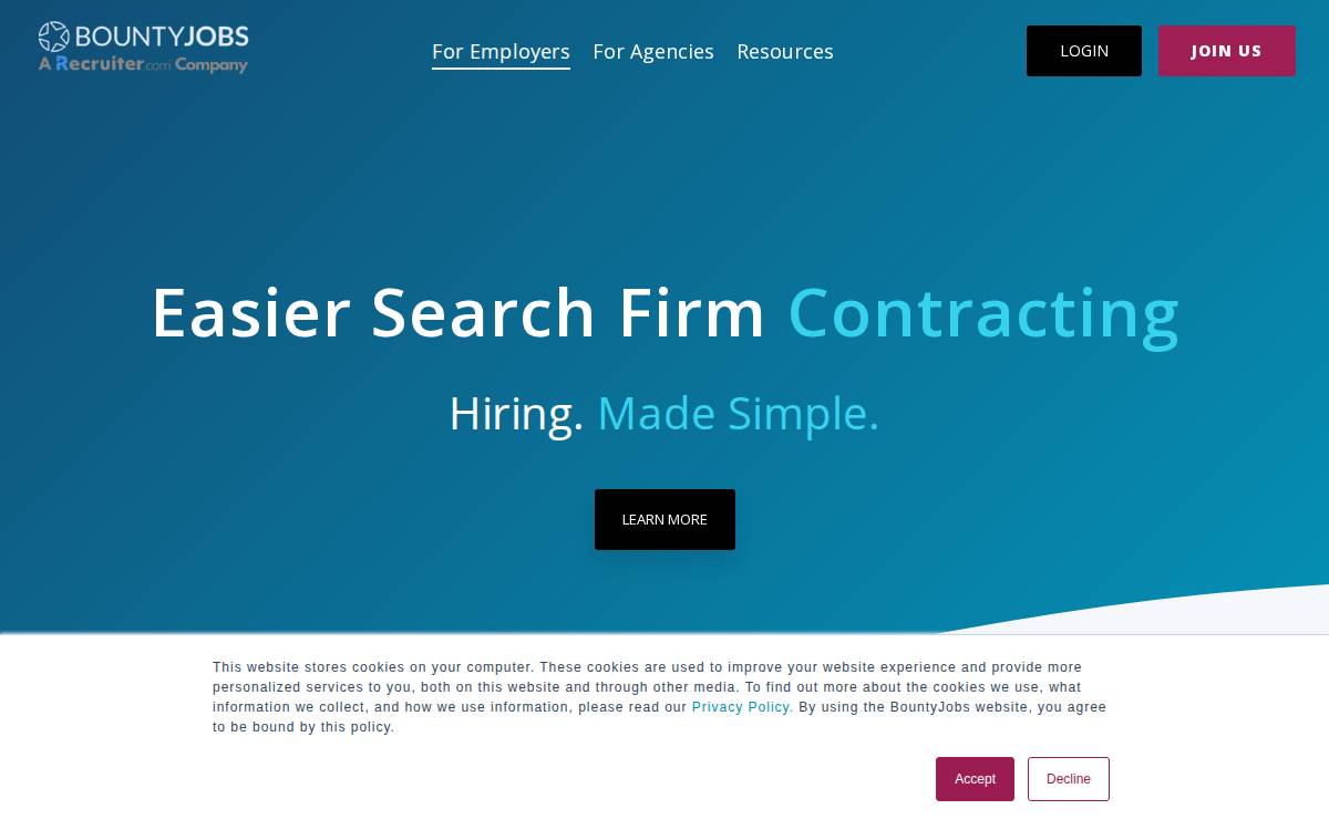 BountyJobs website preview