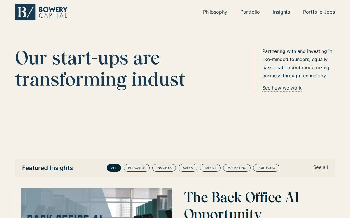 Bowery Capital website preview