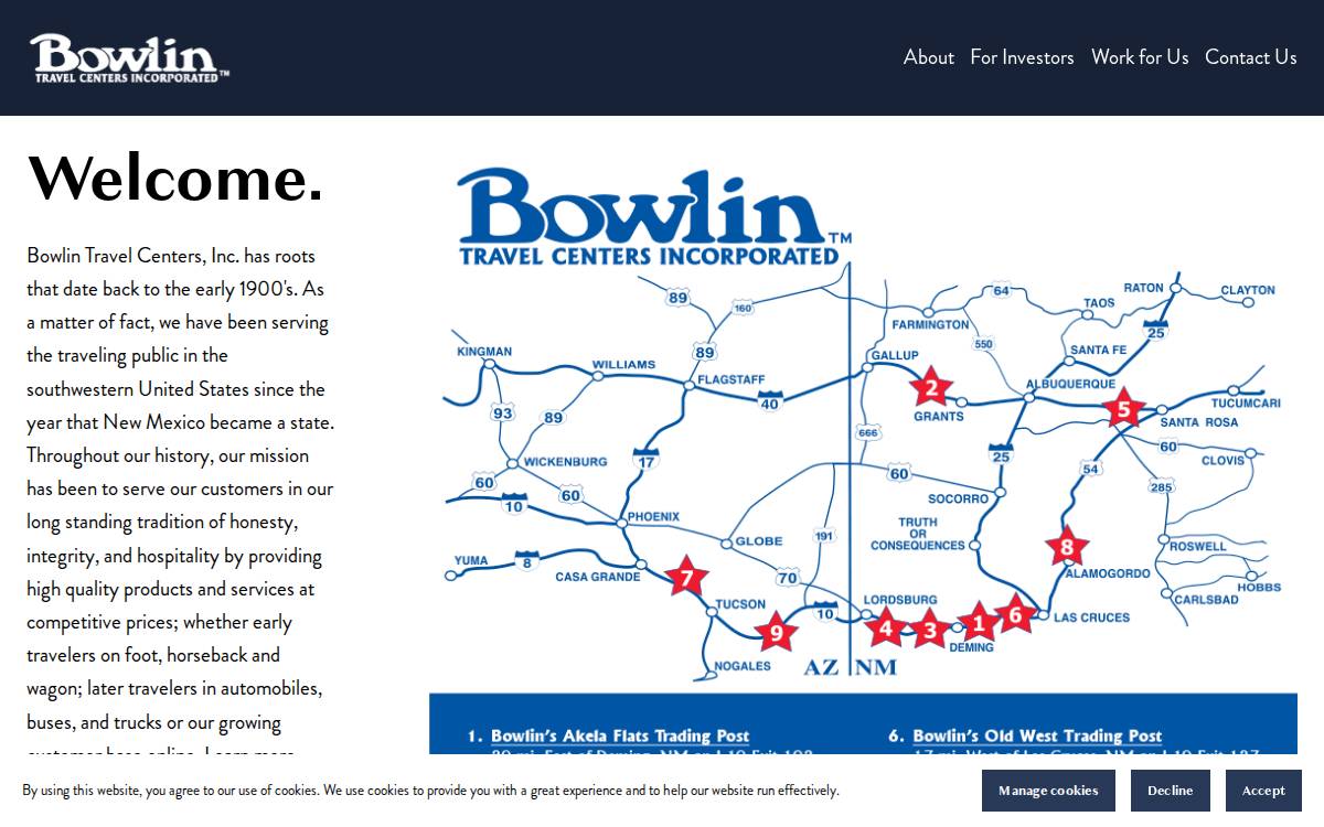 Bowlin Travel Centers, Inc. website preview