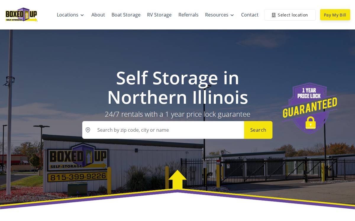 Boxed Storage website preview