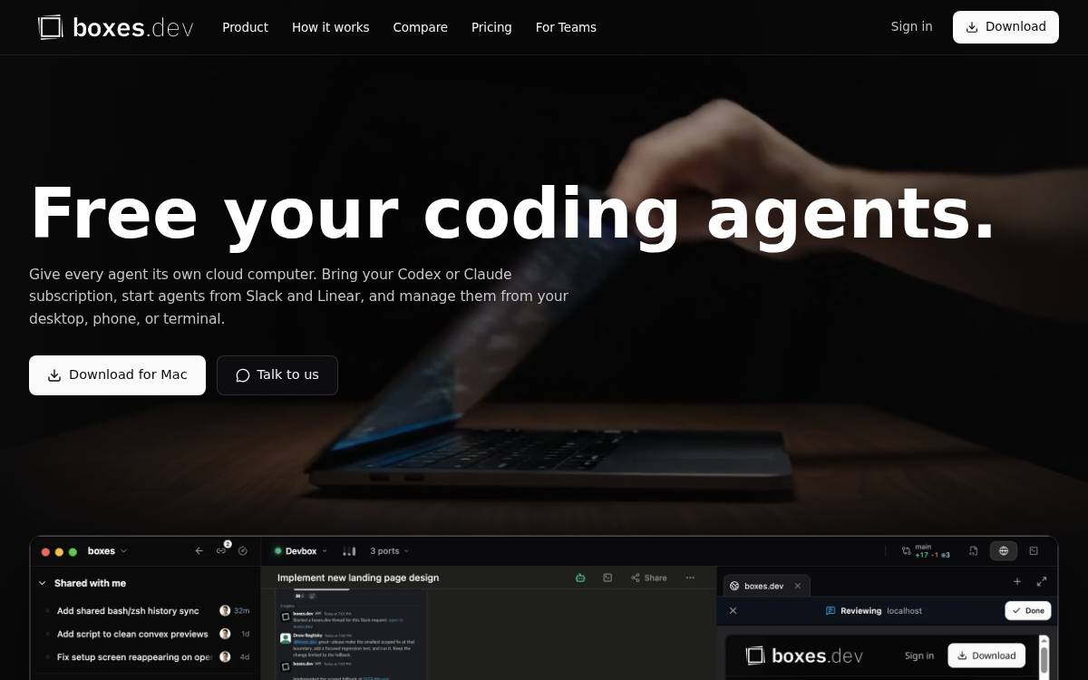 Boxes.dev website preview