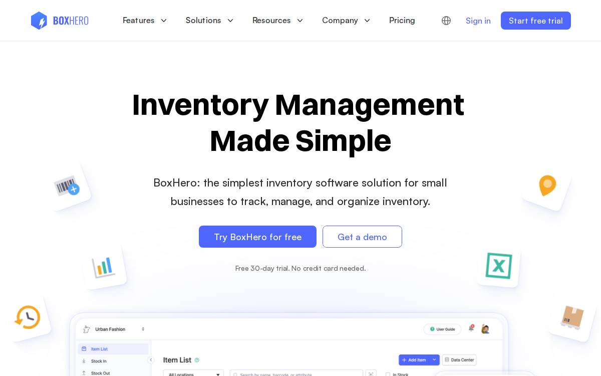 Boxhero website preview