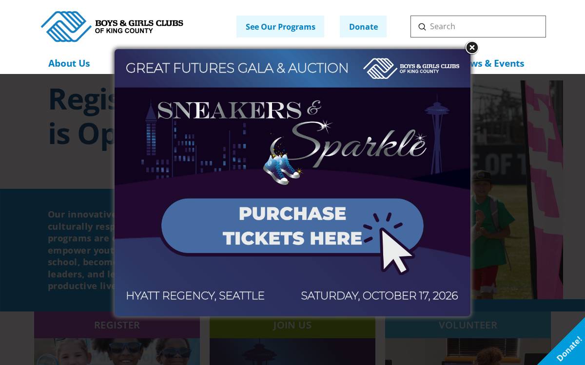 Boys & Girls Clubs of King County website preview