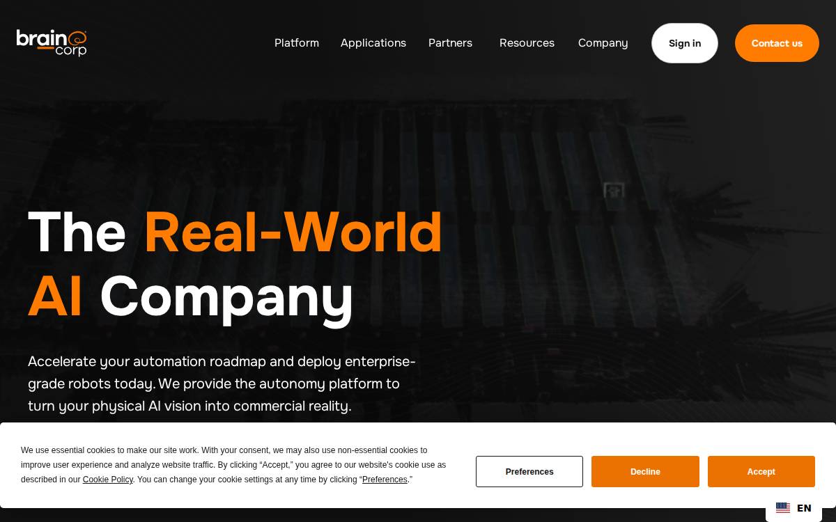 Brain Corporation website preview