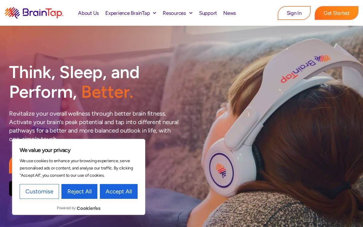 BrainTap website preview