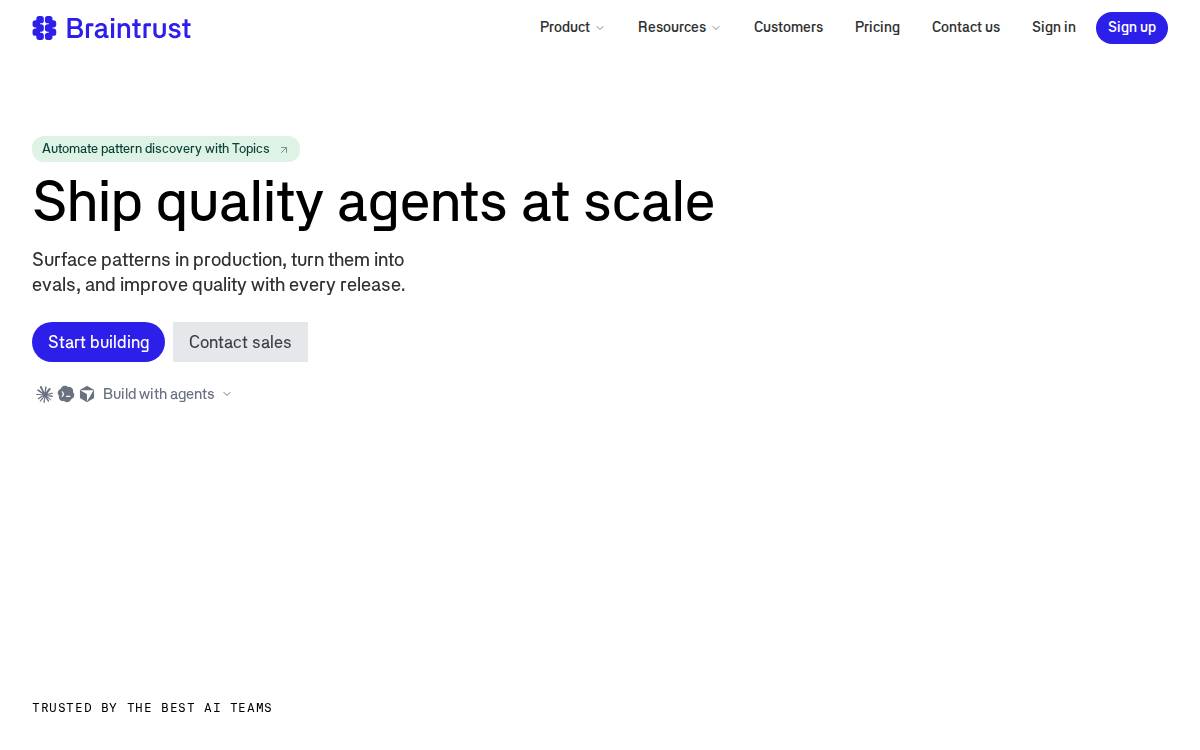 Braintrust website preview