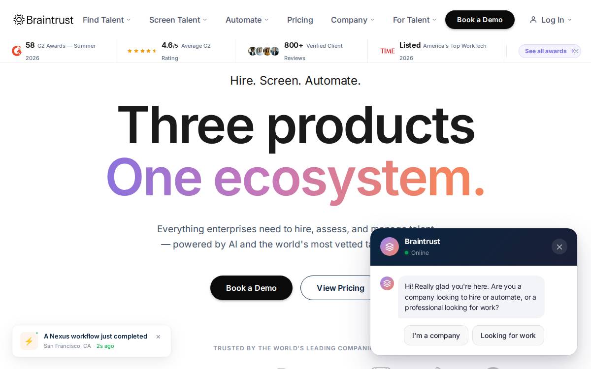 Braintrust website preview