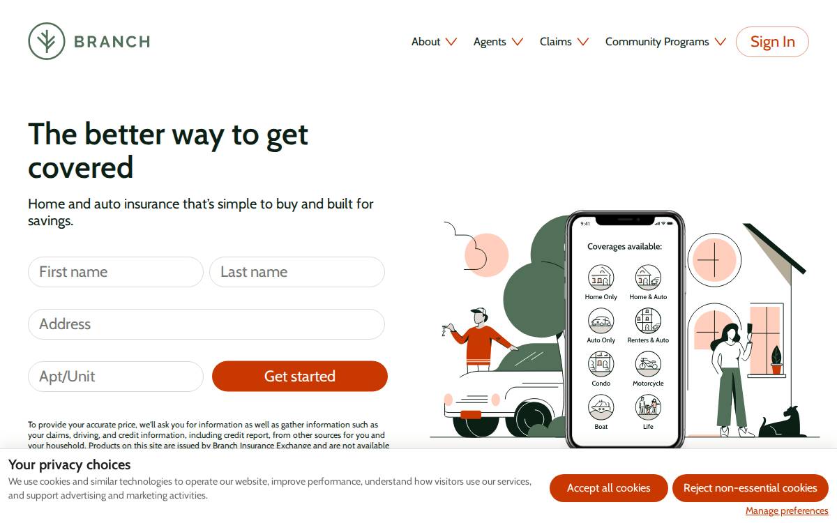 Branch website preview