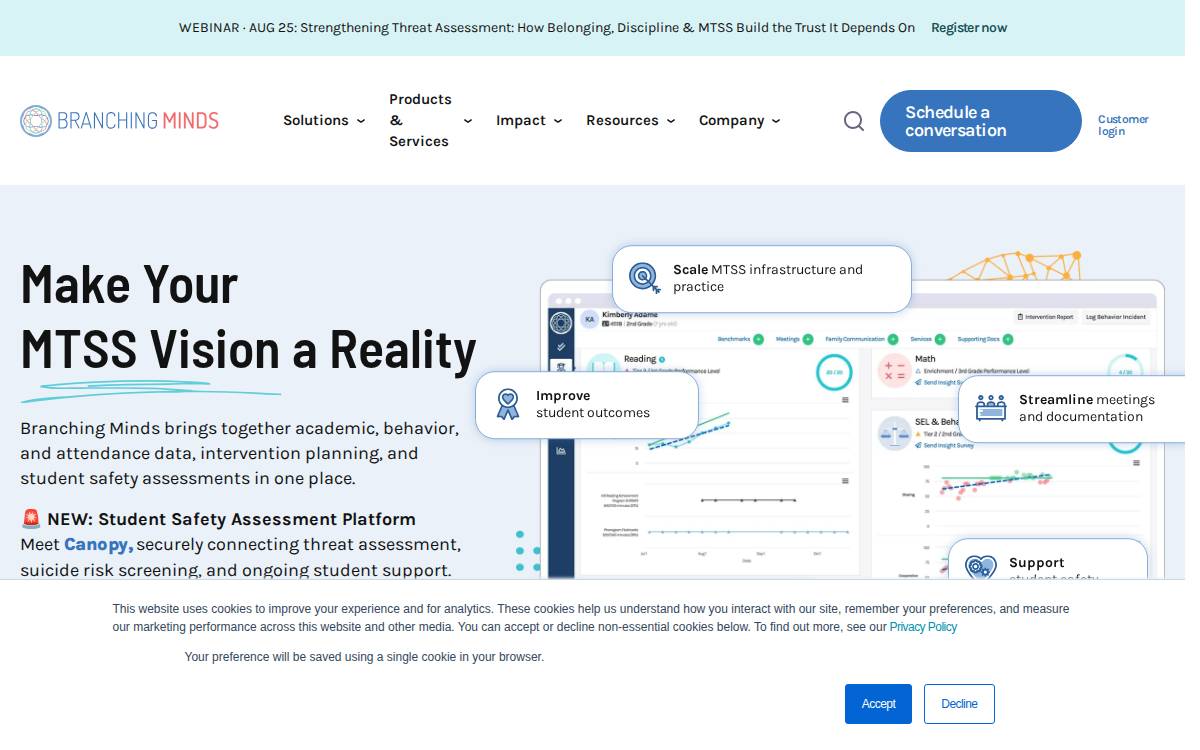 Branching Minds website preview