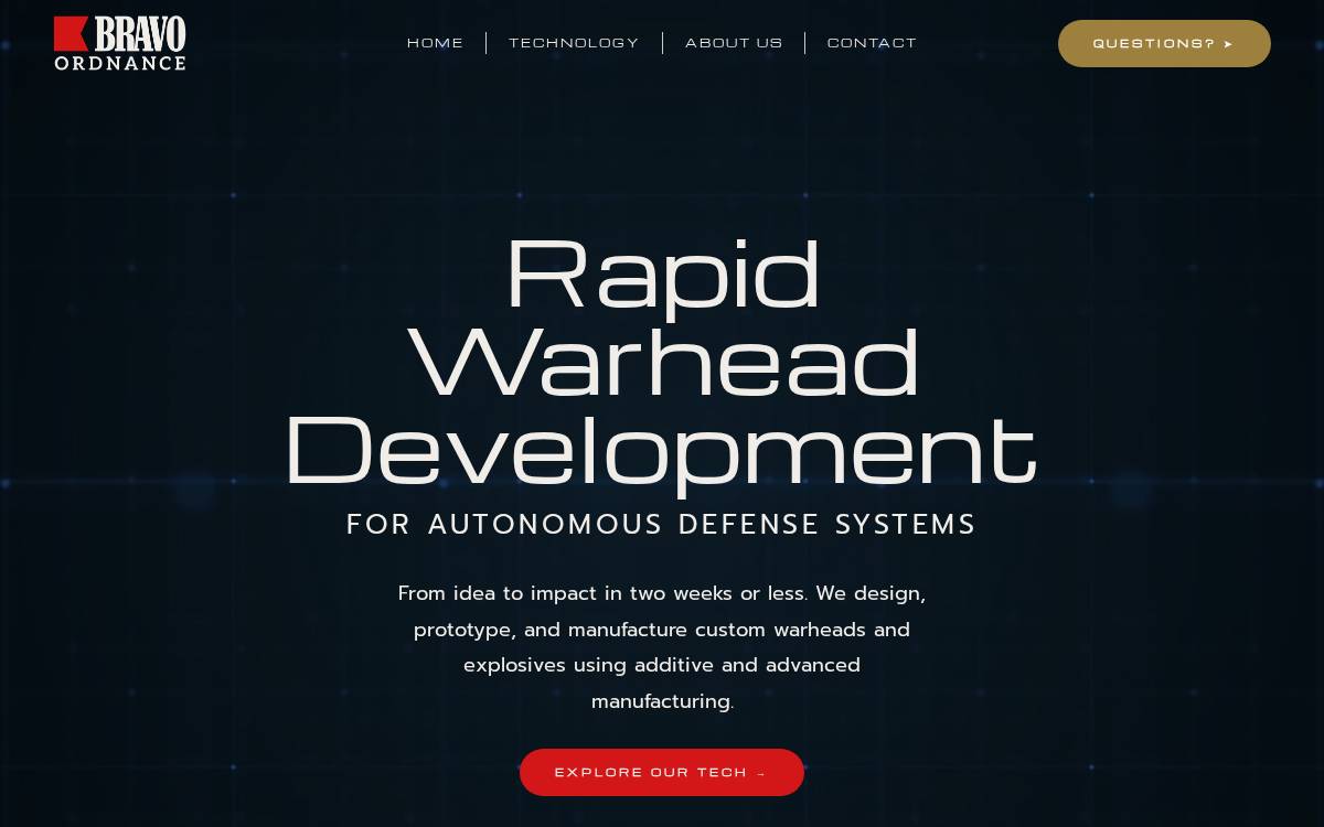 Bravo Ordnance website preview