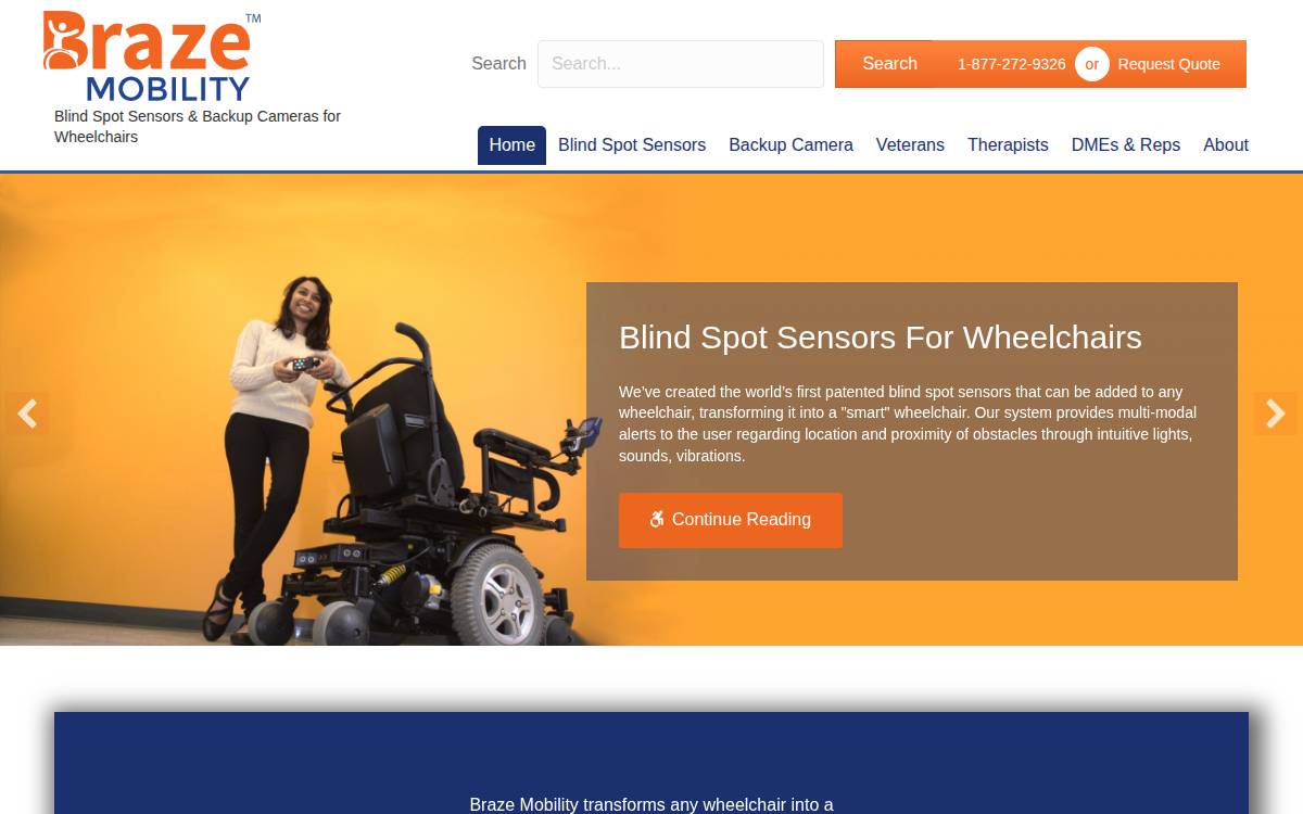 Braze Mobility website preview