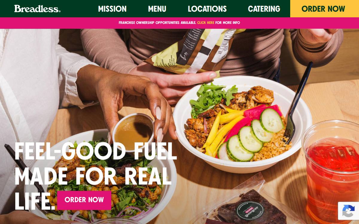 Breadless website preview