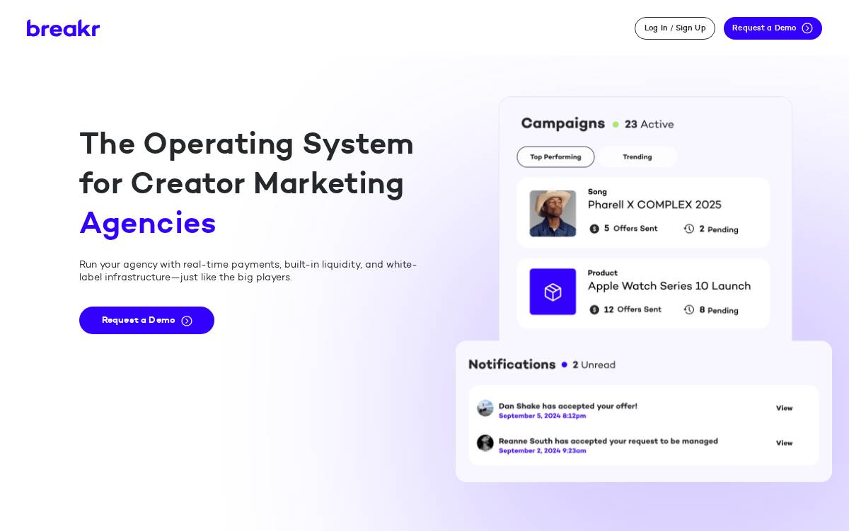 Breakr website preview