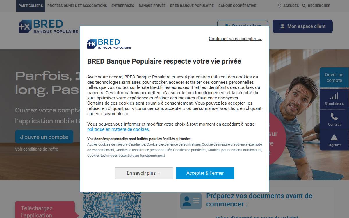 Bred Banque Populaire website preview