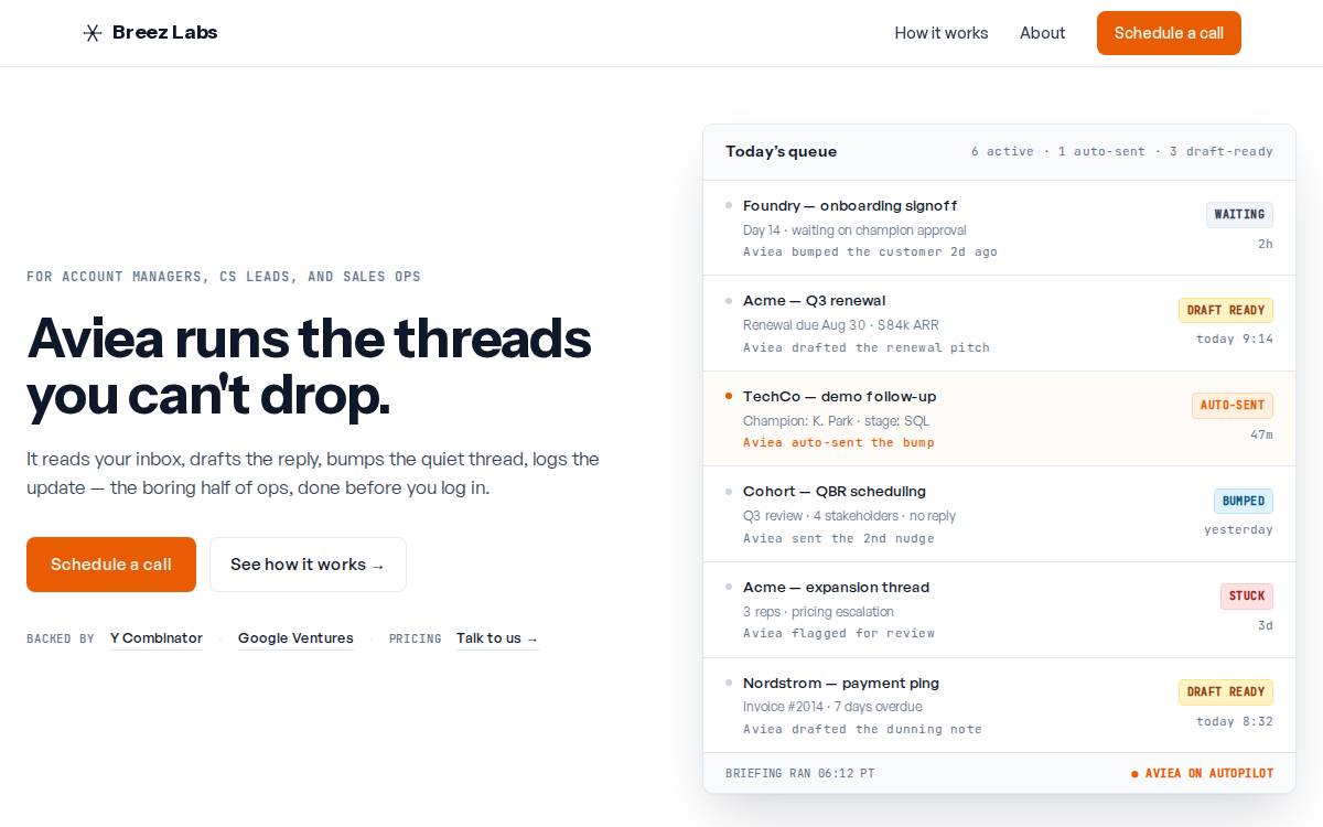 Breez Labs website preview