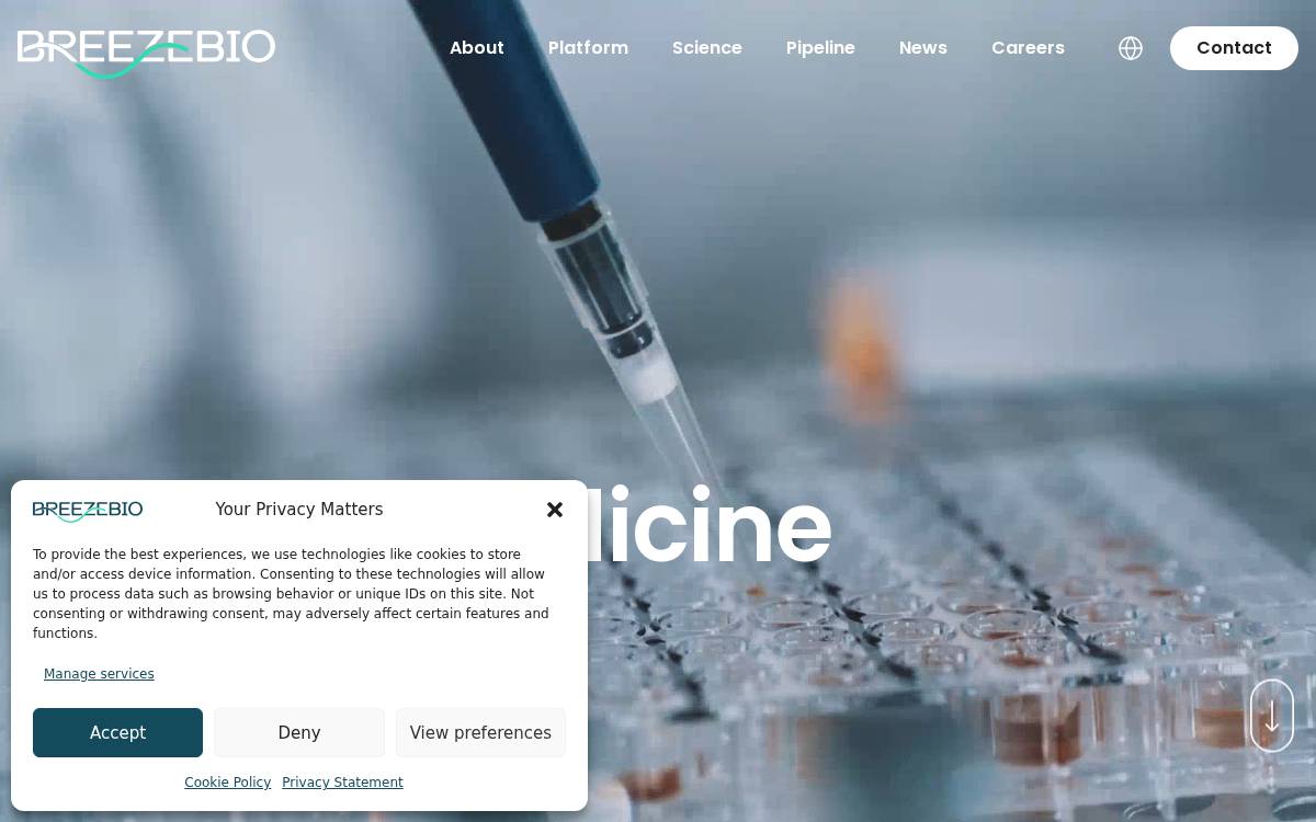 BreezeBio Venture Capital website preview