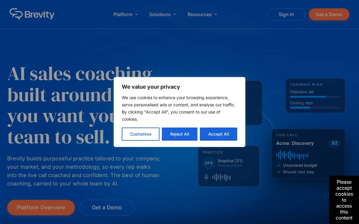 Brevity website preview