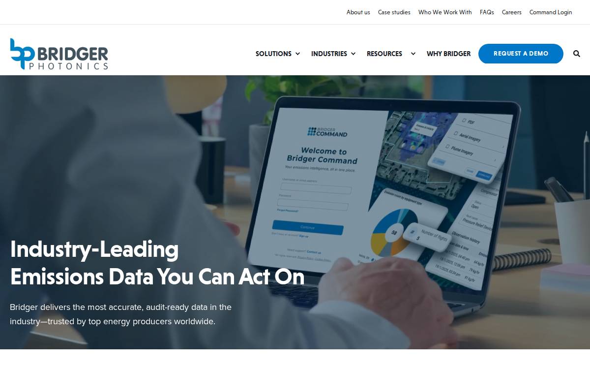 Bridger Photonics website preview
