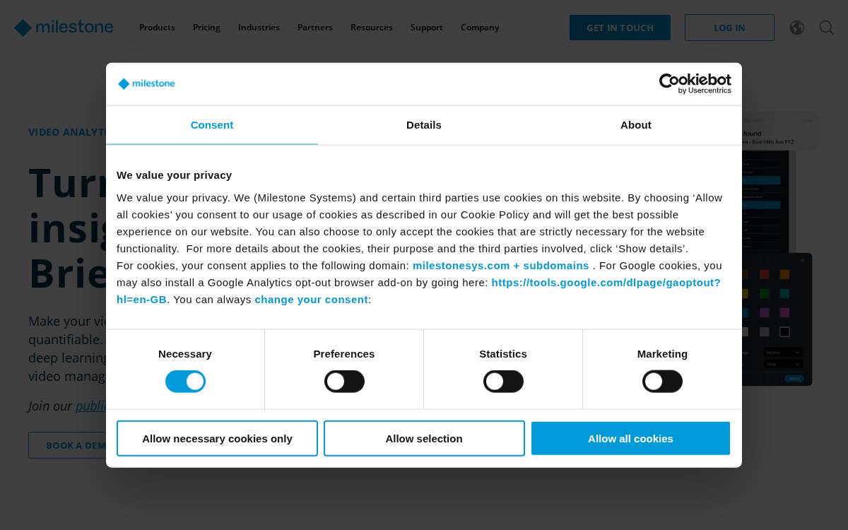 BriefCam website preview