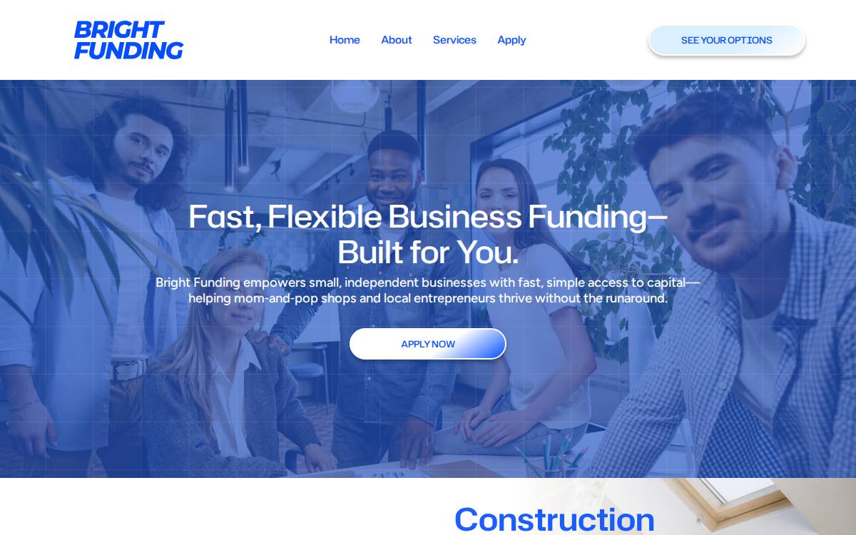 Bright Funding website preview