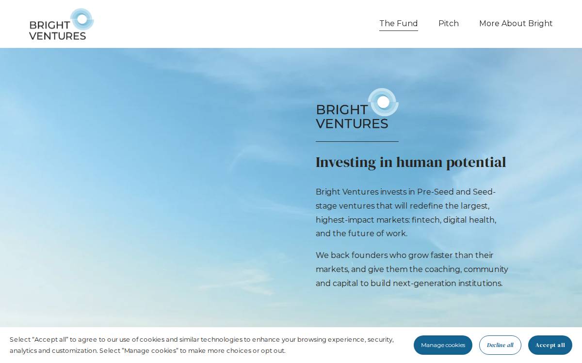 Bright Ventures website preview