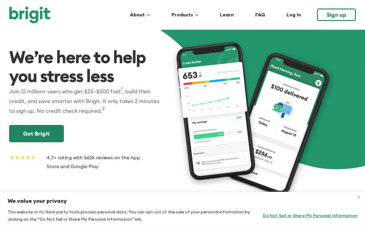 Brigit website preview