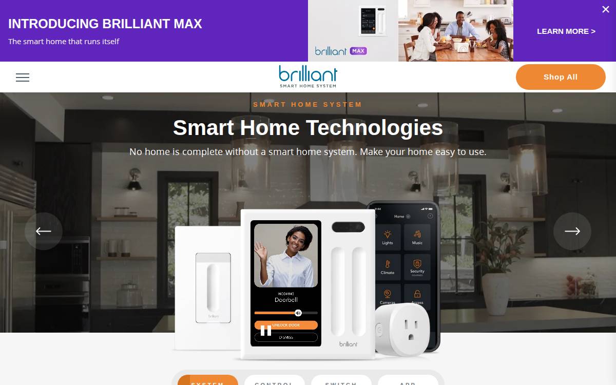 Brilliant Home Technology website preview