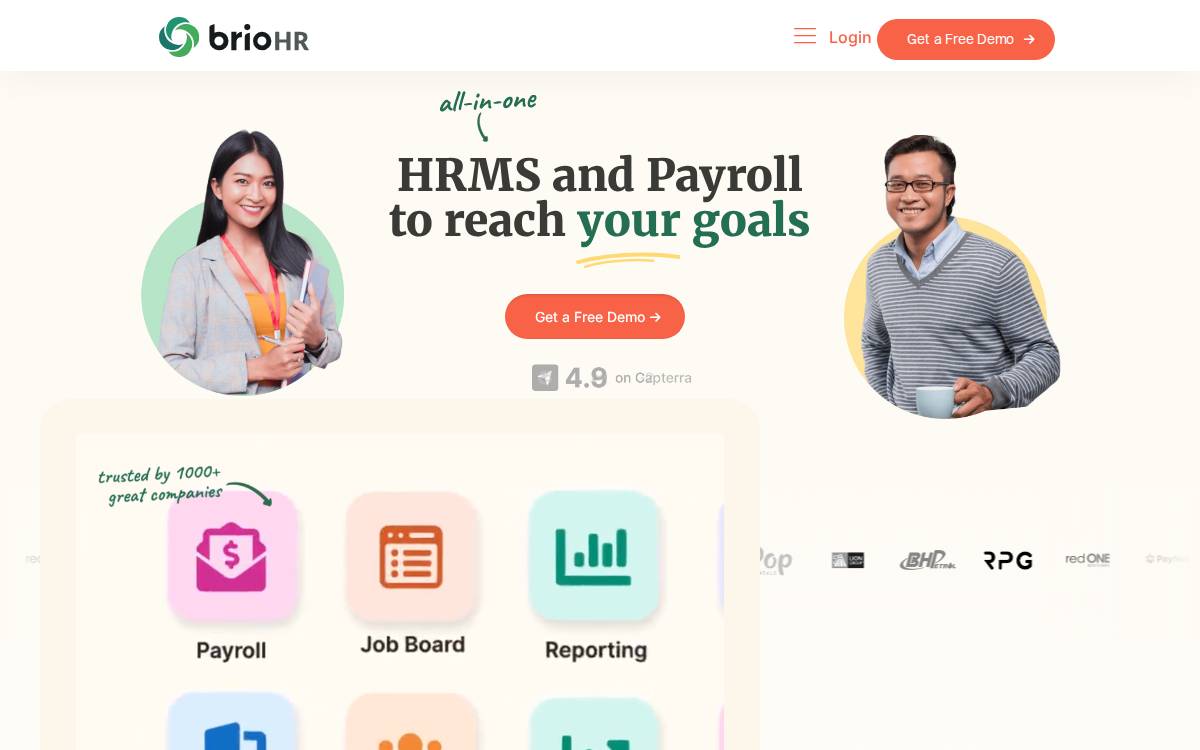 BrioHR website preview