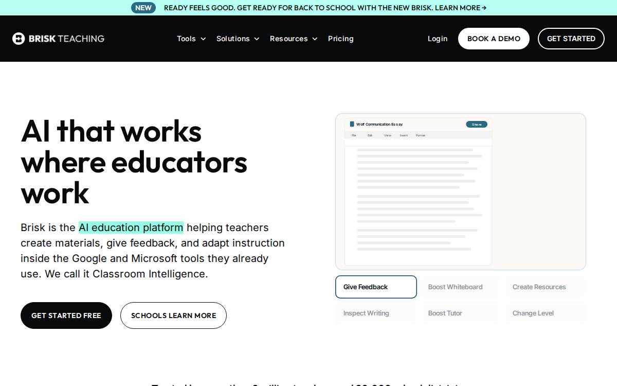 Brisk Teaching website preview