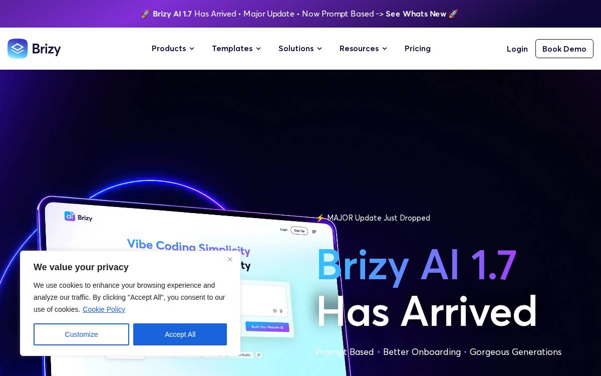 Brizy website preview